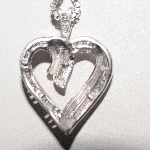 Vint. SS Heng Ngai Genuine Diamond Heart Necklace - Picture 4 of 7